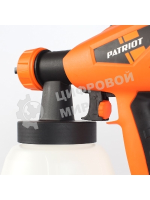 Краскопульт электрический PATRIOT SG500 HVLP 500 Вт., 100 DIN/сек, Расход 900 мл/мин., Резервуар: 1300 мл