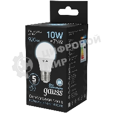 Лампа светодиодная Gauss A60 10Вт цок.:E27 шар 220B 4100K св.свеч.бел.нейт. A60 (упак.:10шт)