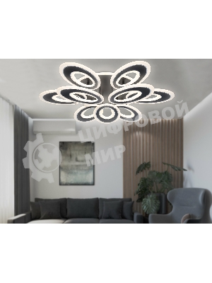 Потолочный светодиодный светильник FA8938/6+3 BK/CH черный/хром 255W 3000K-6400K 740*660*120 (ПДУ РАДИО 2.4G)