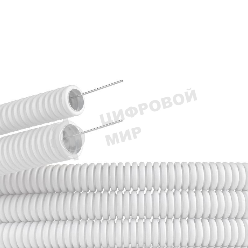 Труба гибкая гофрированная DKC 81820 ПЛЛ 20 мм с протяжкой не содержит галогенов ПВ-0 (100 м) белый
