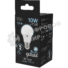 Лампа светодиодная Gauss A60 10Вт цок.:E27 шар 220B 4100K св.свеч.бел.нейт. A60 (упак.:10шт)
