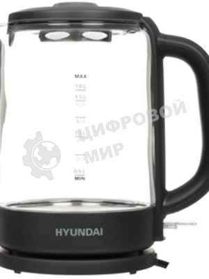 Чайник электрический Hyundai HYK-G4402 1.7 л, 2200 Вт, черный/серебристый корпус: стекло