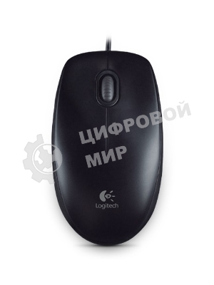 Мышь проводная Logitech B100 черный, 1000 dpi, USB, кнопки - 3
