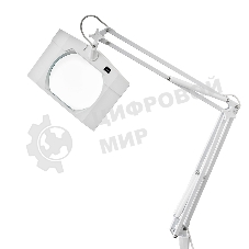 Лупа на струбцине Rexant, квадратная, 3D, с подсветкой, белая