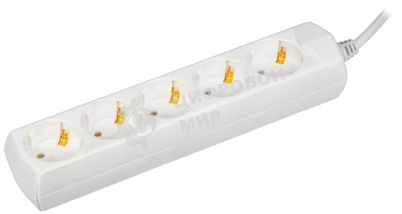 Удлинитель 5х1.5 м с заземл. 10А 250В У05 GENERICA 2P+PE 3х1 кв.мм IEK WYP10-10-05-D15-Z-G