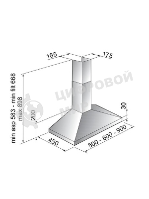 Вытяжка встраиваемая Zigmund & Shtain K 018.5 B черный, 50 см, 660 куб. м/ч, 58.6 дБ