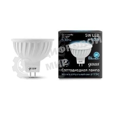 Лампа светодиодная Gauss MR16 5Вт 4100К белый GU5.3 530лм 150-265В FROST
