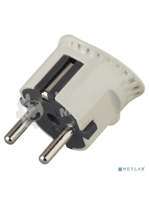 Вилка плоская V5 16А с заземл. прямой ввод (10/200/7000) бел. ЭРА Б0019192