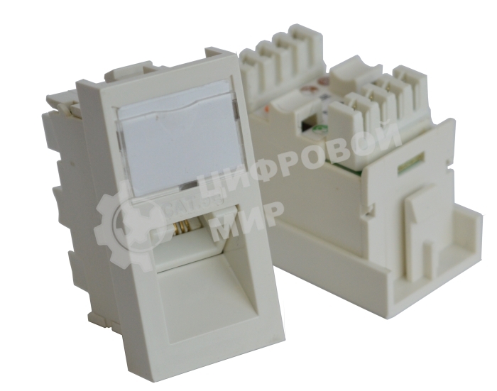Вставка RJ-45 UTP Cat.5E, 22.5x45 мм угловая, с маркировкой, белая