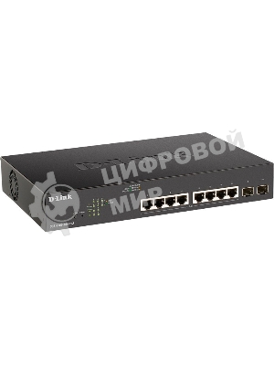 Коммутатор настраиваемый L2 D-Link DGS-1100-10MPV2/A3A с 8 портами 10/100/1000Base-T и 2 портами 1000Base-X SFP (8 портов PoE 802.3af/at, PoE-бюджет 130 Вт)