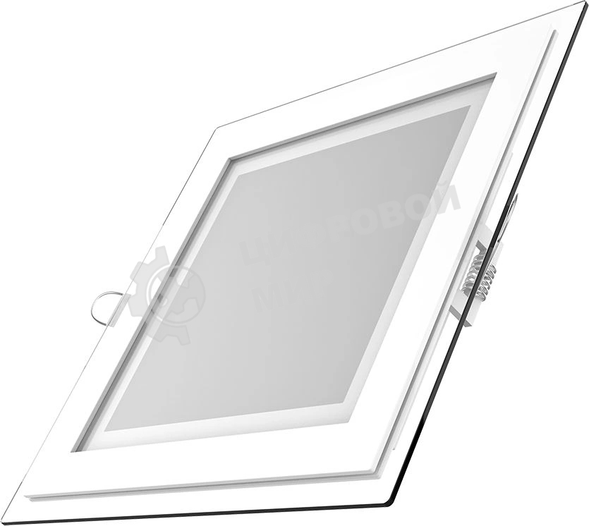 Светильник Glass кв 18W 1390lm 3000K 220-240V IP20 монт Ø155х155 200x200x30 с дек стек LED