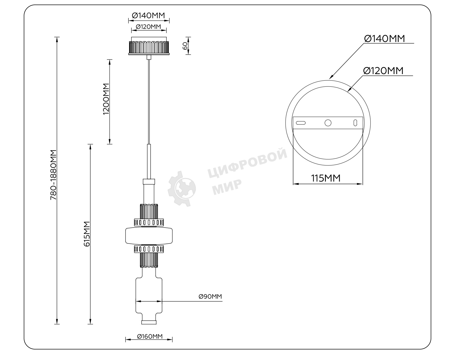 Светильник Ambrella light LH53121 GD/WH/GB золото/белый/серо-синий 19W 3000K D160*1880