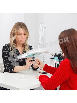 Лупа на струбцине Rexant, квадратная, 3D, с подсветкой, белая