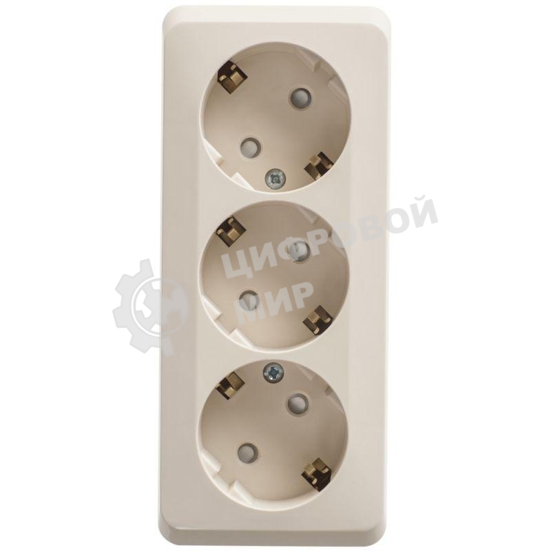 Розетка 3-м ОП Этюд 16А 250В защ. шторки с заземл. крем. SchE PA16-012K