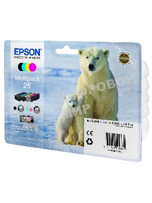 Картридж струйный Epson C13T26164010 черный/голубой/желтый/пурпурный набор карт. (200 стр 17 мл ) для Epson XP-600/605/700/710/800