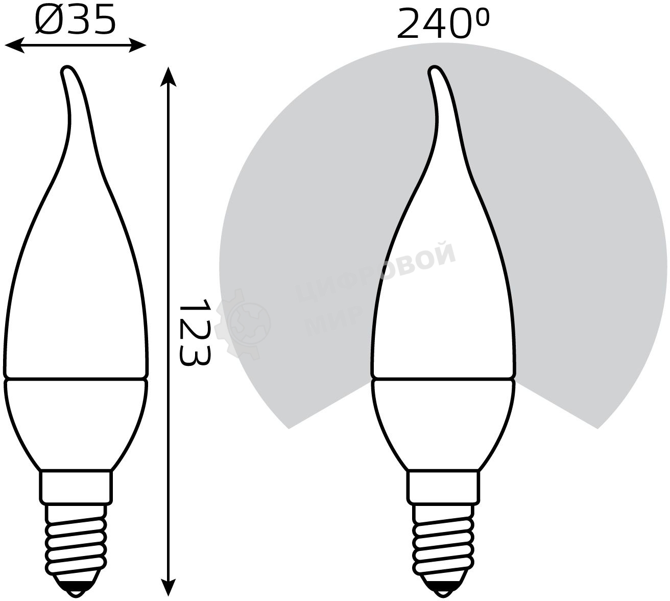 Лампа светодиодная Gauss Elementary 6Вт цок.: E14 свеча 220B 4100K св. свеч. бел. нейт. (упак.: 10 шт)