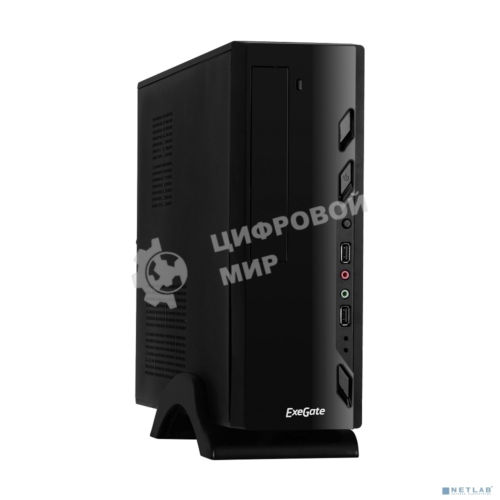 Компьютерный корпус MiniITX ExeGate MI-208 Black, miniITX/mATX, M400, 80мм, 2хUSB, Audio