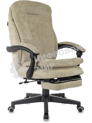 Кресло руководителя Бюрократ T-9950MSG-F Fabric песочный Light-21, крестов. пластик, подст. для ног