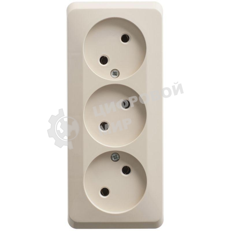 Розетка 3-м ОП Этюд 16А IP20 без заземл. без защ. шторок крем. SchE PA16-009K