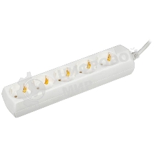 Сетевой фильтр IEK GENERICA У05, 5х5 м с заземл. 10А, 250В, 2P+PE, 3х1 кв.мм, белый