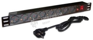 Блок распределения питания Lanmaster TWT-PDU19-10A8P-3.0 гор.размещ. 8xSchuko базовые 10A Schuko 3м