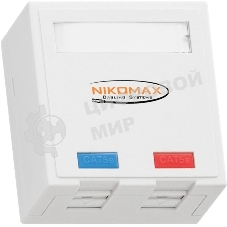 Розетка RJ-45+RJ-45 открытый монтаж категория 5e, белый, NIKOMAX (NMC-WO2UD2-FT-ST-WT)