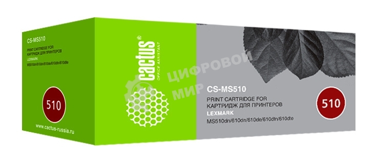 Тонер Картридж Cactus CS-MS510 черный (20000стр.) для Lexmark MS510dn/610dn/610de/610dtn/610dte
