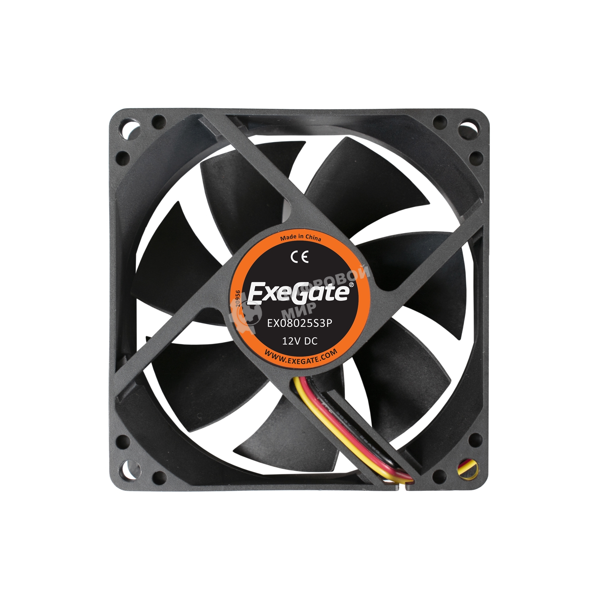 Вентилятор для корпуса ExeGate EX08025S3P черный, 80 мм, 2200 об/мин, 22.5 дБ, 3 pin