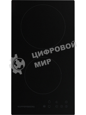 Электрическая варочная панель Kuppersberg ECO 301/ширина 30 см, 2 зоны ускоренного нагрева HI-Light, сенсорное управление, 3 цифровых дисплея, 9 уровней мощности, таймер, автоматика закипания, автоотключение, защита от детей, индикаторы остаточного тепла, Stop & Go, черный/прямой край