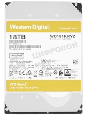 Жесткий диск Western Digital SATA 18Tb 7200RPM 6Gb/S 512MB GOLD WD181KRYZ