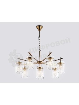 Люстра Ambrella light LH56033/7+1 BS/CL латунь/прозрачный E14*8 max 40W D790*1200