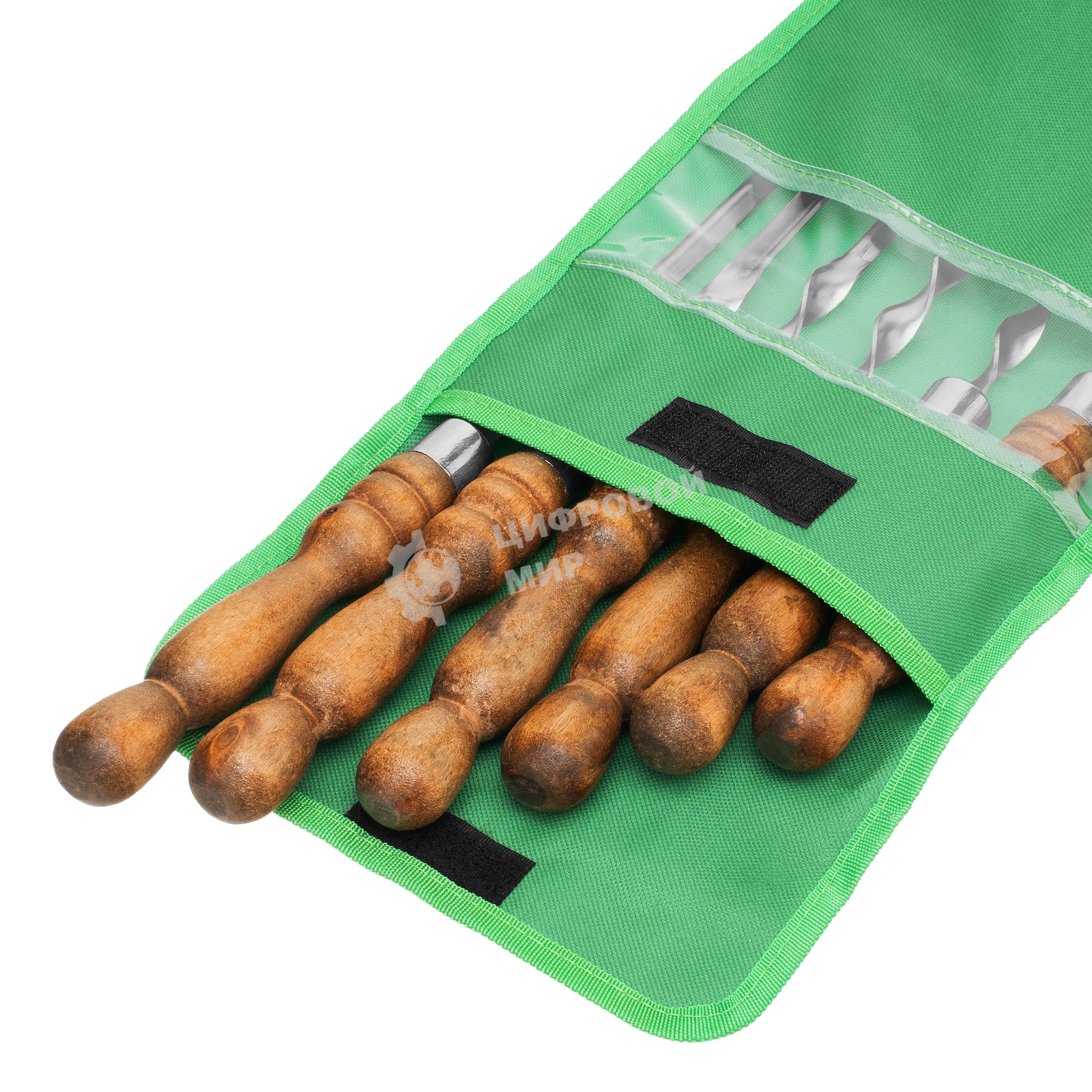 Набор шампуров угловых Palisad Camping 650 мм, с деревянной рукояткой, в чехле, 6 шт.