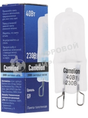 Лампа галогенная 40Вт капсула G9 2850К 240В прозр. Camelion 5553