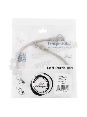 Патч-корд UTP Cablexpert cat.5e, 0.5м, литой, многожильный, серый