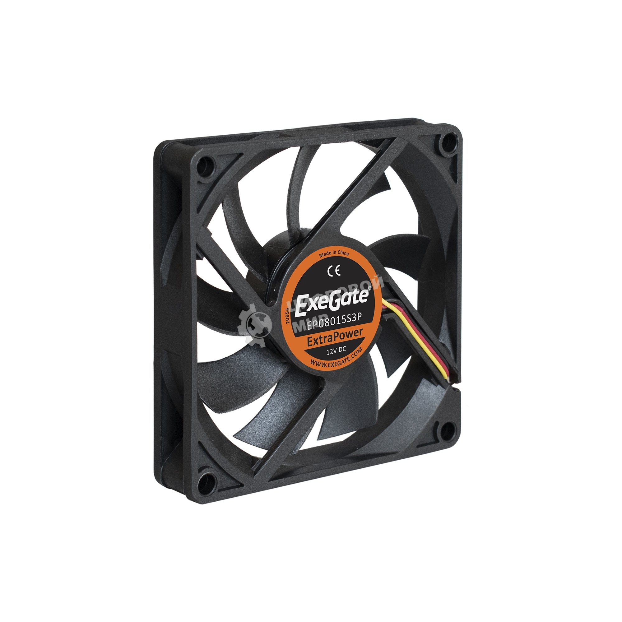 Вентилятор для корпуса ExeGate ExtraPower EP08015S3P черный, 80 мм, 2500 об/мин, 25.5 дБ, 3 pin