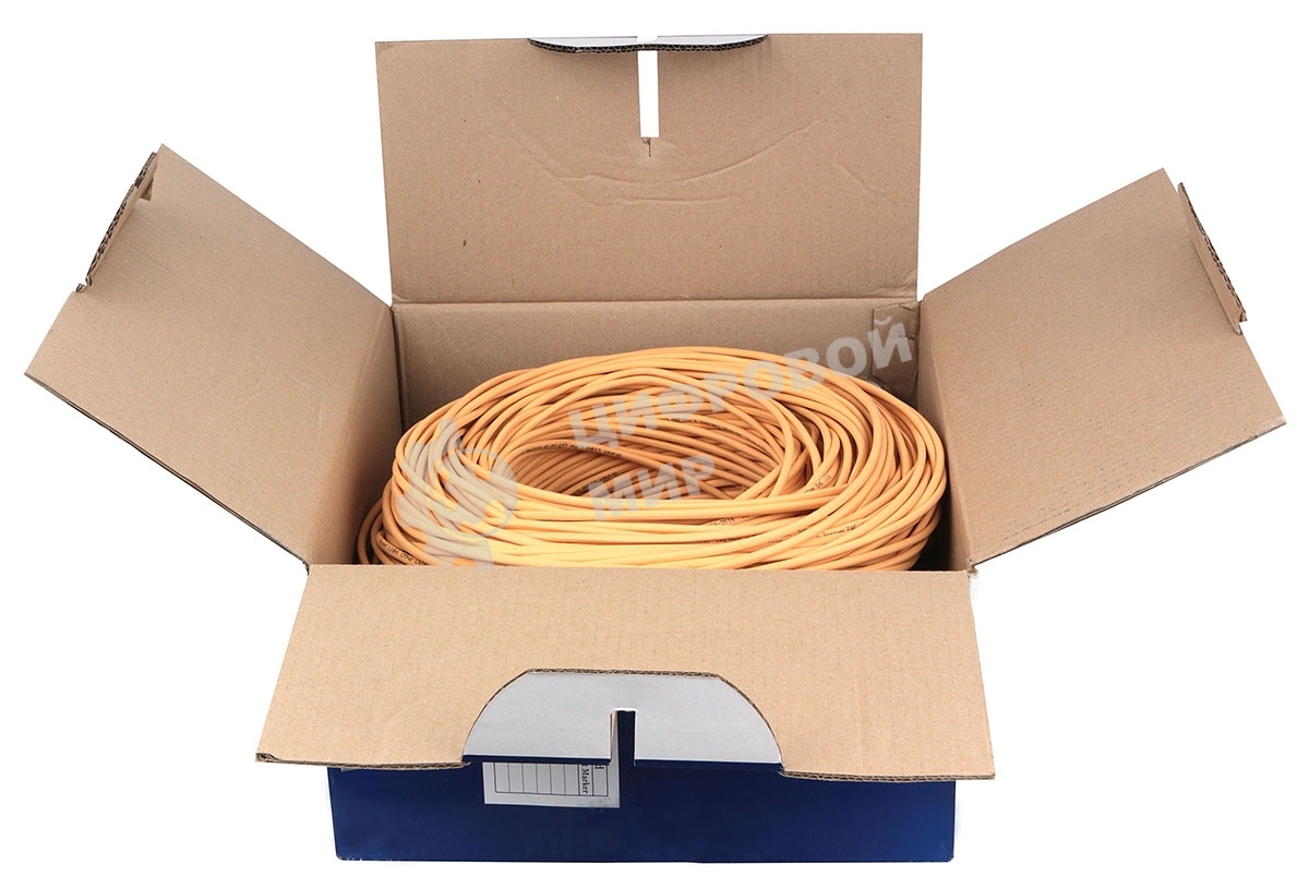 Кабель SkyNet Light UTPнг-LSZH 4x2x0,46, низкое дымовыделение, нулевое содержание галогенов, медный, FLUKE TEST, кат.5e, однож., 305 м, box, оранжевый