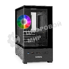 Компьютерный корпус Minitower ExeGate i3 SEA (mATX, БП 750NPX, 2*USB+1*USB 3.0, HD аудио, черный, 1 вент. 12см с RGB подсветкой, передняя и боковая панели - закаленное стекло)