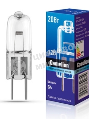 Лампа галогенная JC 20Вт 12В g4 COOL Camelion 11465