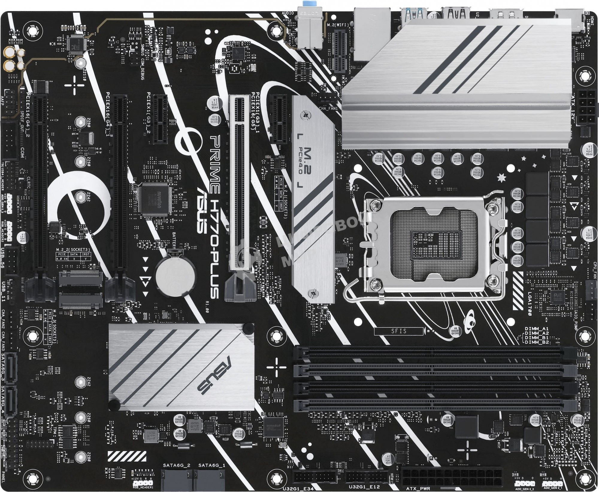 Материнская плата ASUS PRIME H770-PLUS, LGA 1700, Intel H770, 4xDDR5, 4xSATA, 3xM.2 PCIe 4.0 x4, 1xPCIe 5.0 x16, 2xPCIe 4.0 x4, 1xHDMI, 1xDP, 1xUSB-C 3.2 Gen 2, 2xUSB 3.2 Gen 2, 3xUSB 3.2 Gen 1, 1x 2.5Gb LAN, 3x3.5 мм, 7.1, ATX