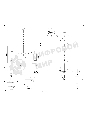 Люстра Ambrella light LH56033/7+1 BS/CL латунь/прозрачный E14*8 max 40W D790*1200