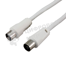 Шнур Rexant ТВ гнездо - ТВ штекер, длина 3 метра, белый