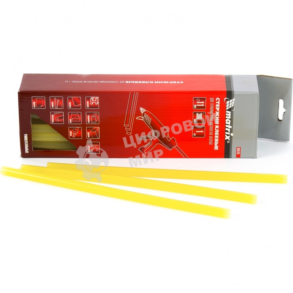 Стержни клеевые Matrix, 11 x 300 мм, желтый, 34 шт.