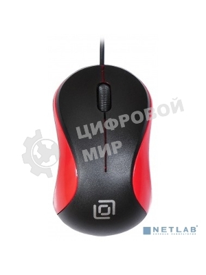 Мышь проводная Oklick 115S черный/красный, 1200 dpi, USB, кнопки - 3
