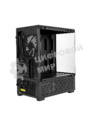 Компьютерный корпус Minitower ExeGate i3 SEA (mATX, БП 750NPX, 2*USB+1*USB 3.0, HD аудио, черный, 1 вент. 12см с RGB подсветкой, передняя и боковая панели - закаленное стекло)