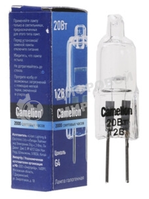 Лампа галогенная JC 20Вт 12В g4 COOL Camelion 11465
