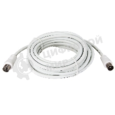 Шнур Rexant ТВ гнездо - ТВ штекер, длина 3 метра, белый