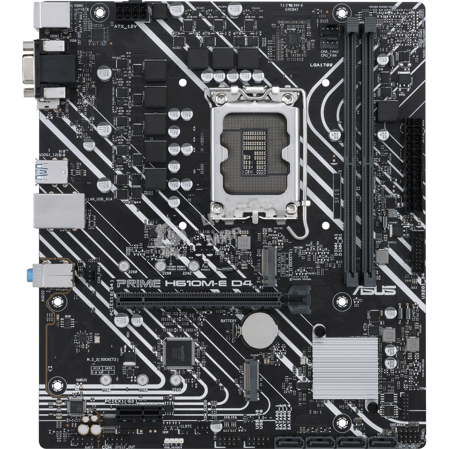 Материнская плата ASUS PRIME H610M-E D4-CSM, LGA 1700, Intel H610, 2xDDR4, 4xSATA, 2xM.2 PCIe 3.0 (x2, x4), 1xPCIe 4.0 x16, 1xPCIe x1, 1xHDMI, 1xDP, 1xVGA, 2xUSB-A 2.0, 2xUSB-A 3.2 Gen 1, 1x 1Gb LAN, 3x3.5 мм, 7.1, mATX