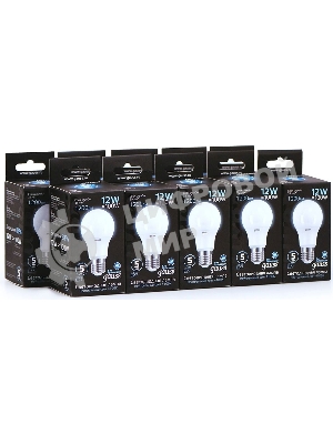 Лампа светодиодная Gauss A60 12Вт цок.: E27 шар 220B 4100K св. свеч. белый нейт. A60 (упак.: 10 шт) (102502212)