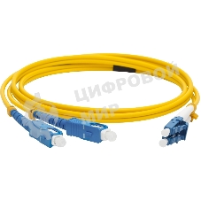 Патч-корд оптический LANMASTER, LSZH, дуплексный, LC/UPC-SC/UPC, SM OS2, 1.0 м