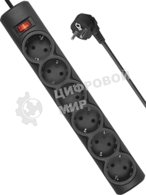 Сетевой фильтр Defender DFS 155/6 розеток/черный/5.0 м